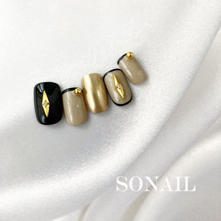 SONAIL Narrow Diamond Sharp Metallic Parts Gold FY000384 2P