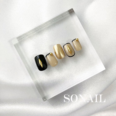 SONAIL Narrow Diamond Sharp Metallic Parts Gold FY000384 2P