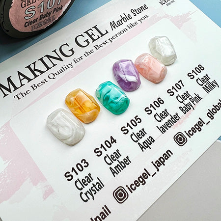 ICE GEL A BLACK Making Gel  Marble Stone Series 6 Color Set