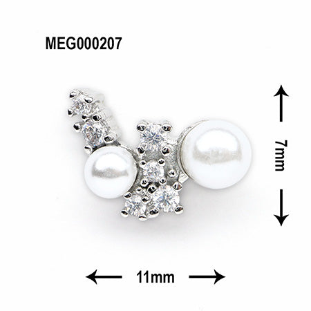 SONAIL×MEG Asymmetric Double Pearl Originality Silver MEG00207 2P