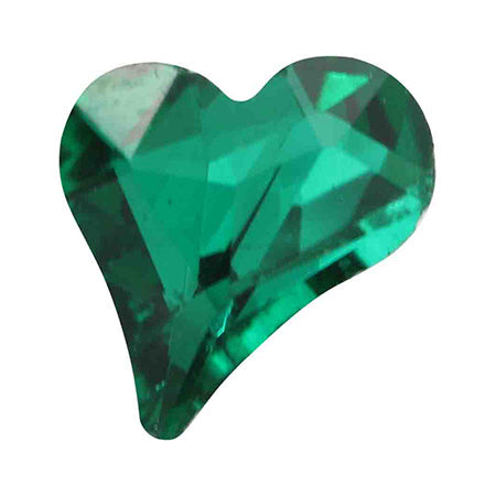 MATIERE Glass Stone Asymmetric Heart(3DB) Emerald 8 x 9 mm 3P