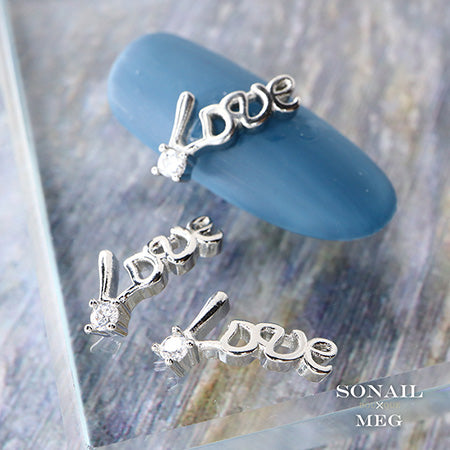 SONAIL×MEG One Point Bijou Love Cursive Silver MEG000221 2P