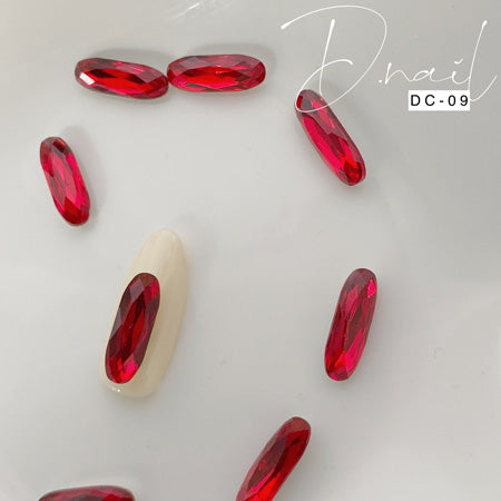 D.nail Decoration Stone DC-09 Medium Elliptical Red 5×20mm 2P