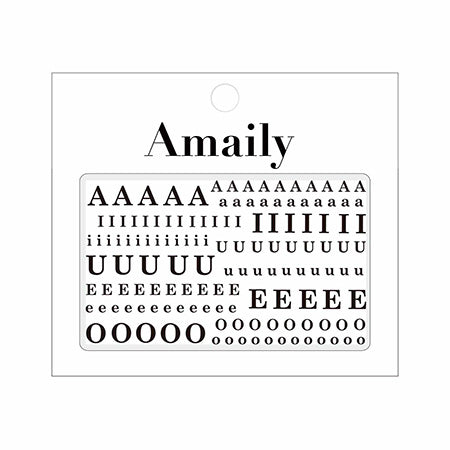 Amaily Nail Sticker No. 4-10 Vowel Alphabet Black