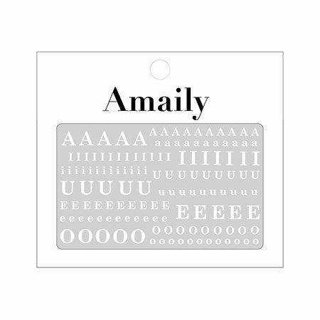 Amaily Nail Sticker No. 4-11 Vowel Alphabet White