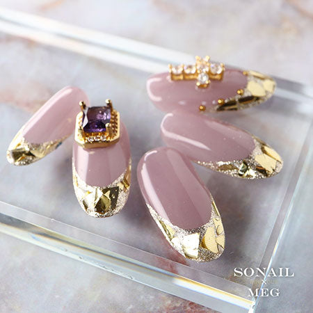 SONAIL×MEG R Basic Series Glass French Dramatic Metallic Gold