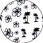 Amaily Nail Sticker No. 3-5 Palm Tree Black