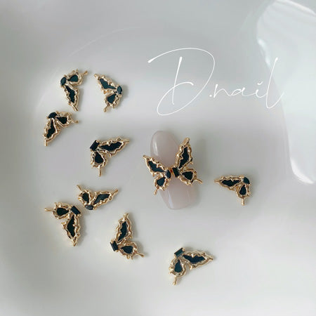 D.nail Black Half Butterfly Gold