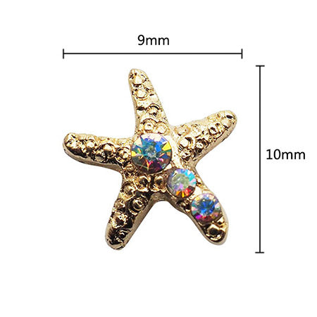 Nail Accessories Star Fish Aurora Gold 8p