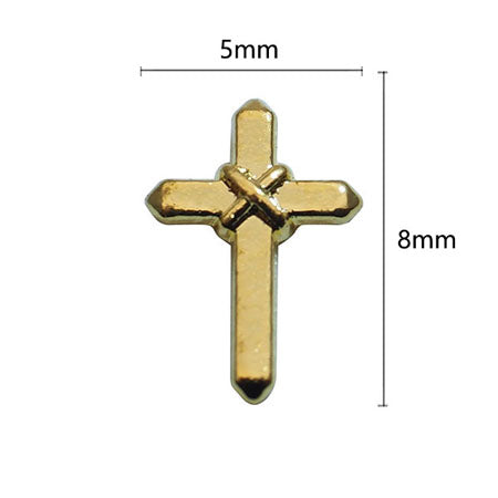 Nail Accessory Double Cross Gold 5x8mm 20p