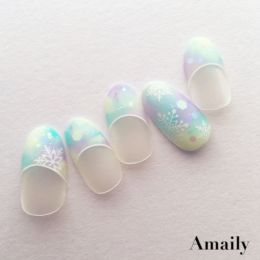 Amaily Nail Sticker No. 3-15 Crystal Snowflakes White