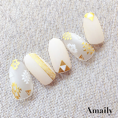 Amaily Nail Sticker No. 8-10 Native Pattern Gold