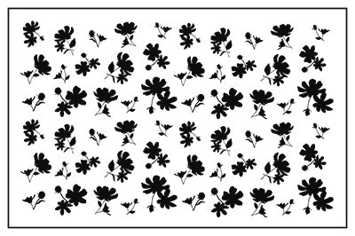 Amaily Nail Sticker No. 1-7 Silhouette Flower Black