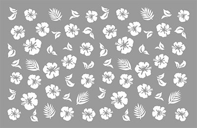 Amaily Nail Sticker No. 1-10 Hibiscus White