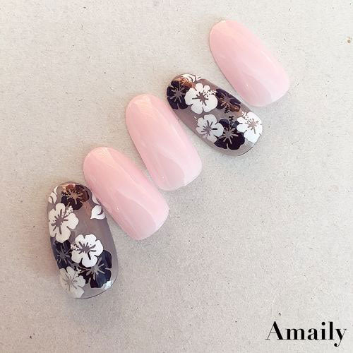 Amaily Nail Sticker No. 1-9 Hibiscus Black