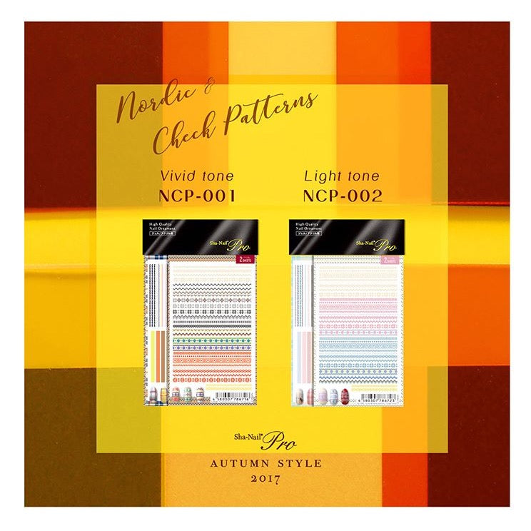 Sha-Nail Pro Nail Sticker Nordic & Check Patterns Vivid Tone NCP-001 Autumn 2017