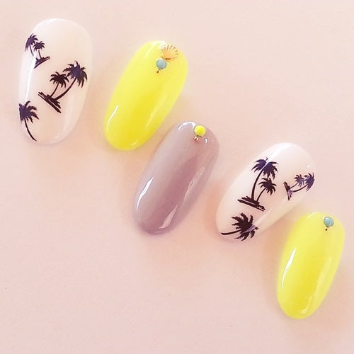 Amaily Nail Sticker No. 3-5 Palm Tree Black