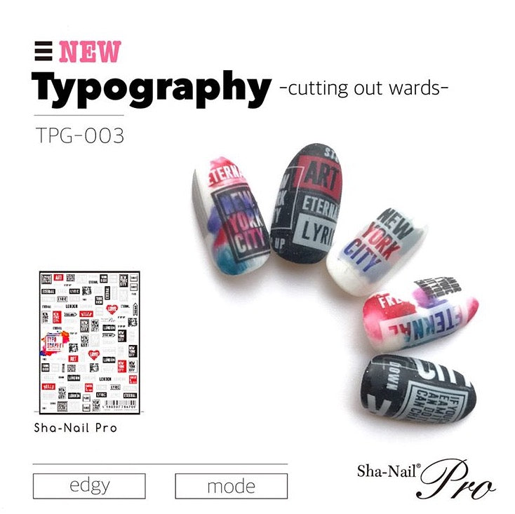 Sha-Nail Pro Nail Sticker Typography TPG-003 Autumn 2017