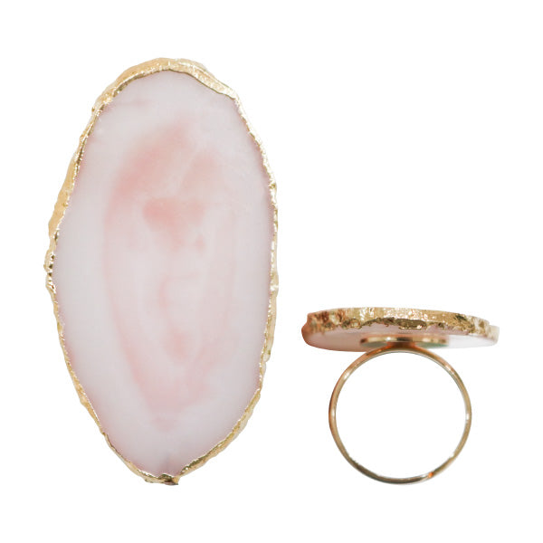 Bonnail Natural Stone Ring Pink Opal