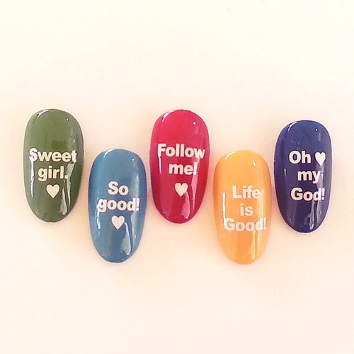 Amaily Nail Sticker No. 2-2 Gothic Message White