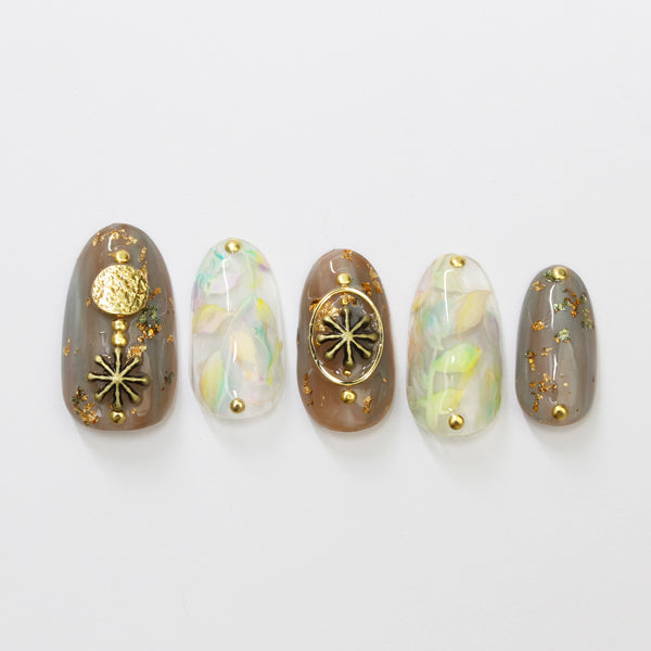 【23638 】SHAREYDVA Nail Parts Asterisk Gold