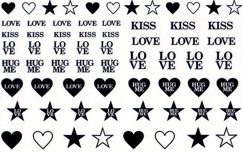 Amaily Nail Sticker No. 2-5 Love Message Black