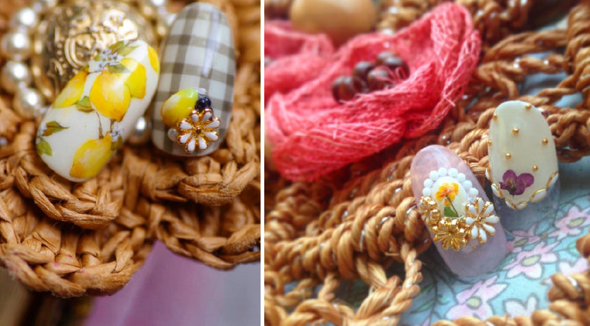 SHAREYDVA × BLC Nail Parts Antique Flower Gold Midum