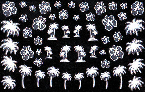 Amaily Nail Sticker No. 3-6 Palm Tree White