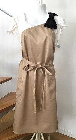 Charlon One Shoulder Ribbon Apron Beige