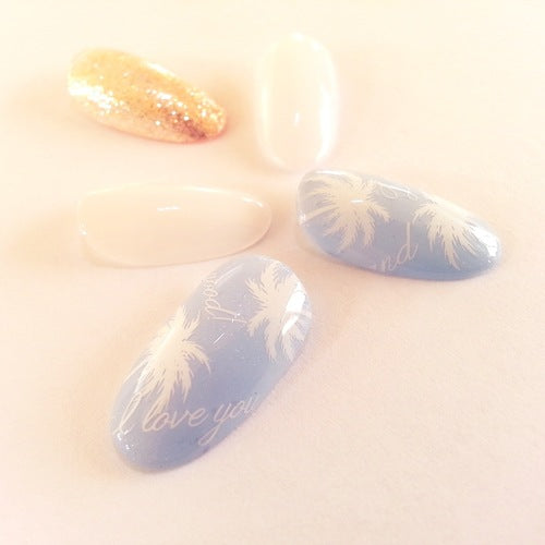 Amaily Nail Sticker No. 3-6 Palm Tree White