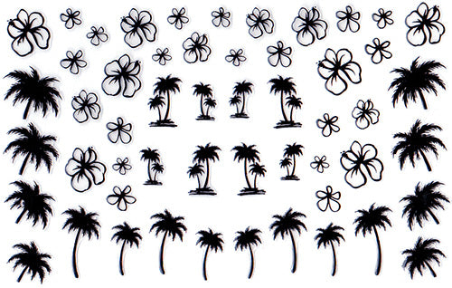 Amaily Nail Sticker No. 3-5 Palm Tree Black