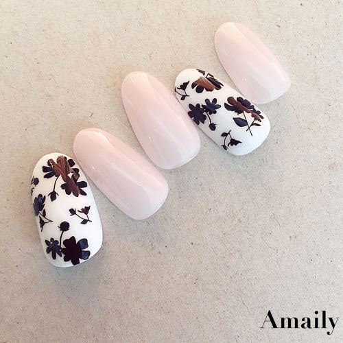 Amaily Nail Sticker No. 1-7 Silhouette Flower Black