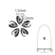 SHAREYDVA Metal Studs Flower Petals Sliver S 1.5mmx2mm 50P