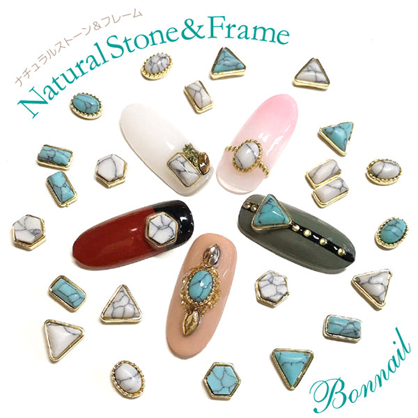 [85871]Bonnail Natural Stone & Frame Square White