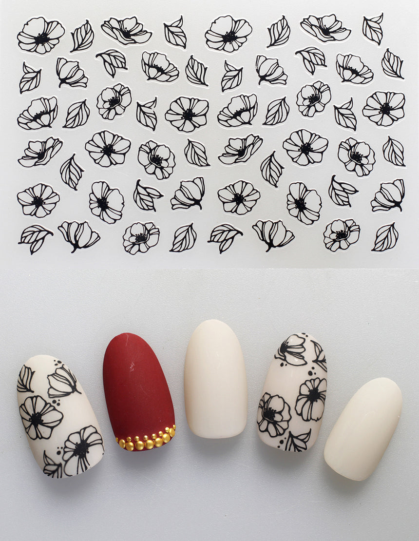 Amaily Nail Sticker No. 1-13 Poppy Black