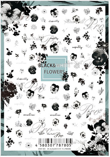 Sha-Nail Pro Black & White Flower BWF-001