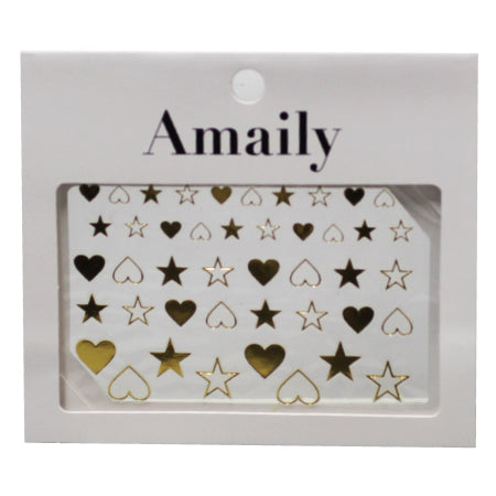 Amaily Nail Sticker No. 8-6 Star & Heart Gold