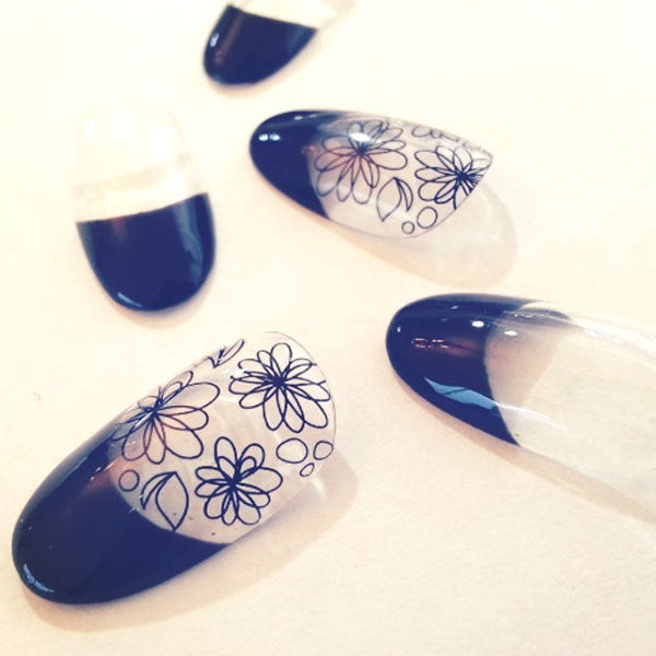 Amaily Nail Sticker No. 1-3 Flowers Black