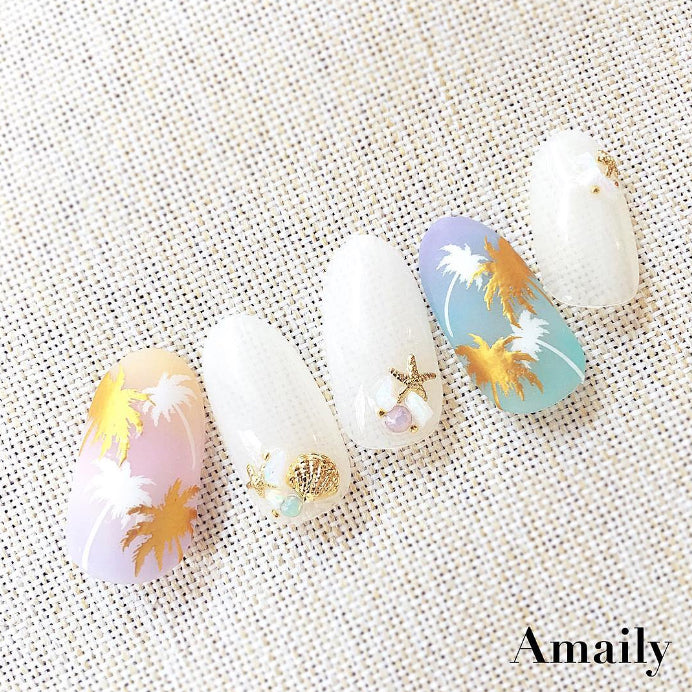 Amaily Nail Sticker No. 3-18 Palm Tree White