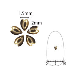 SHAREYDVA Metal Studs Flower Petals Gold S 1.5mmx2mm 50P