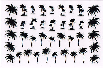 Amaily Nail Sticker No. 3-17 Palm Tree Black