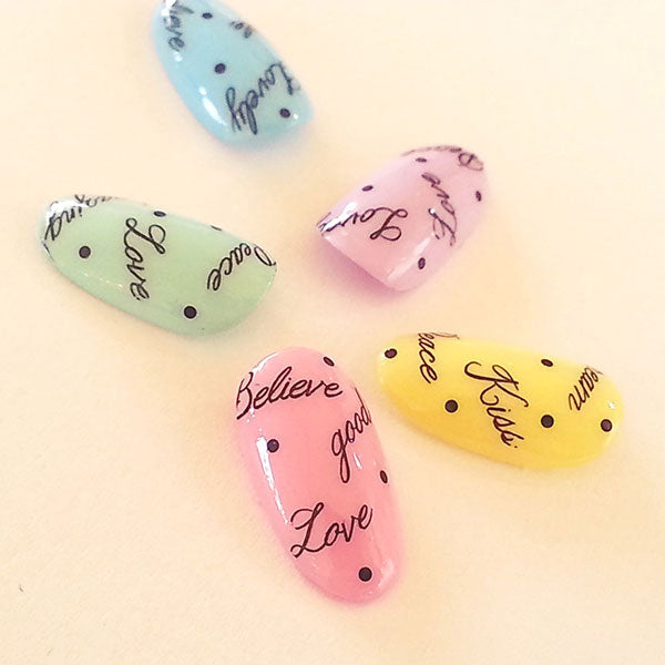 Amaily Nail Sticker No. 2-3 Note Message Black