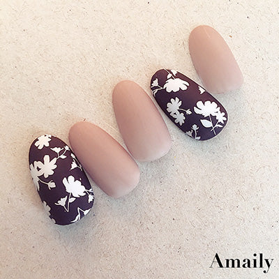 Amaily Nail Sticker No. 1-8 Silhouette Flower White
