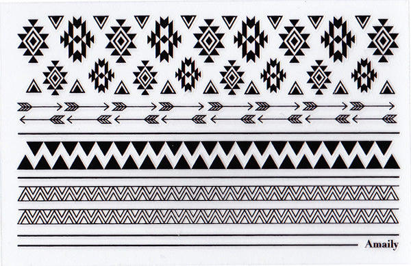 Amaily Nail Sticker No. 5-13 Native Patterns Black