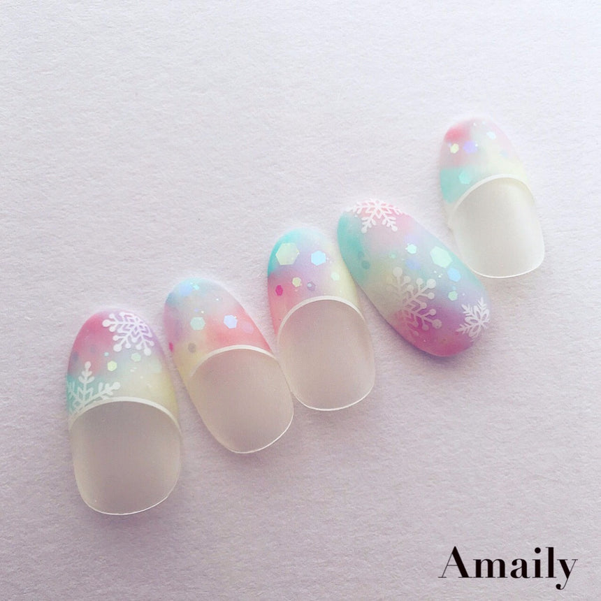 Amaily Nail Sticker No. 3-15 Crystal Snowflakes White