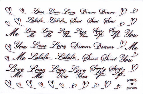Amaily Nail Sticker No. 2-8 Lalala Black